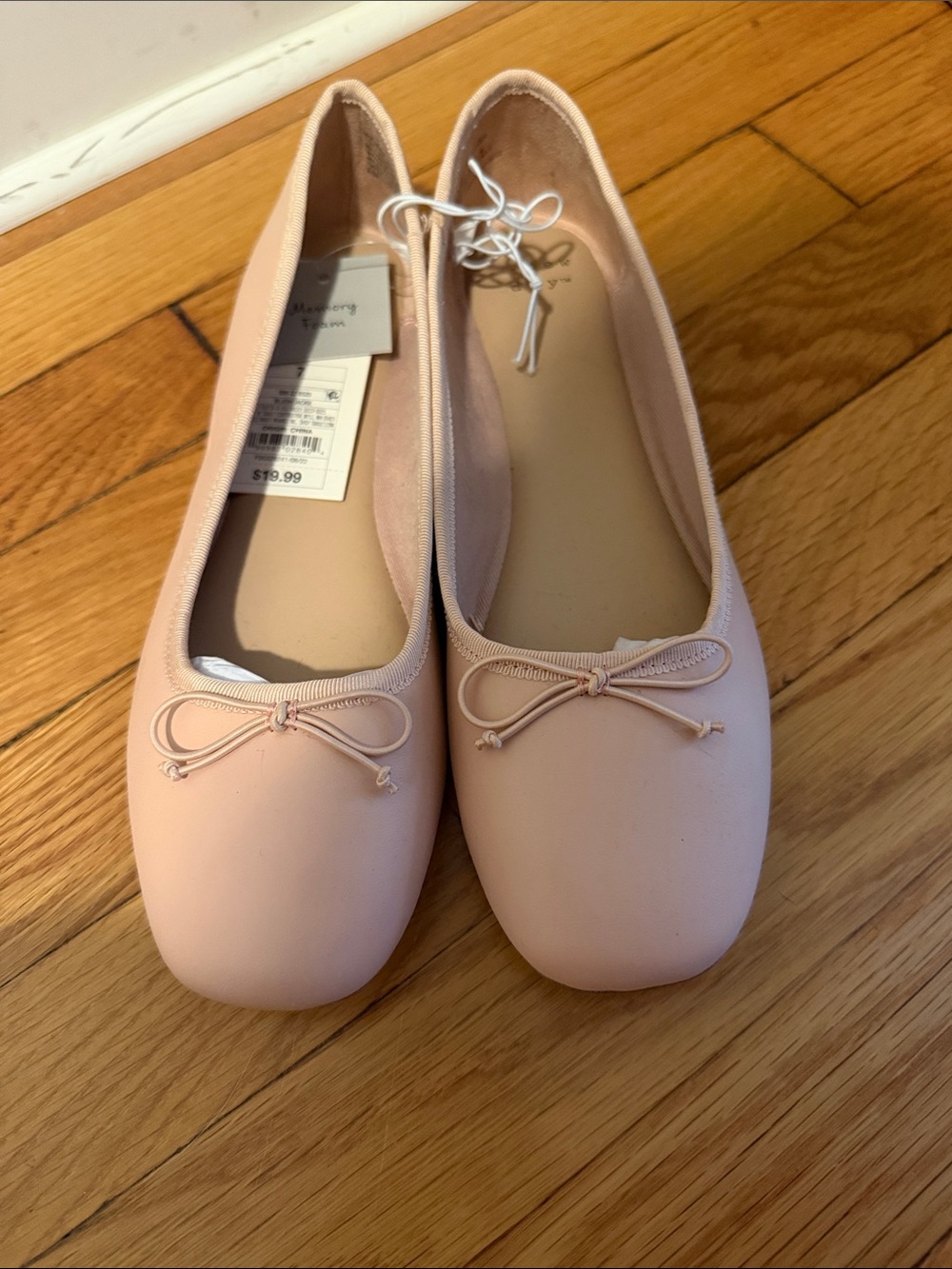 a new day Pale Pink Ballet Flats with Bow Accent